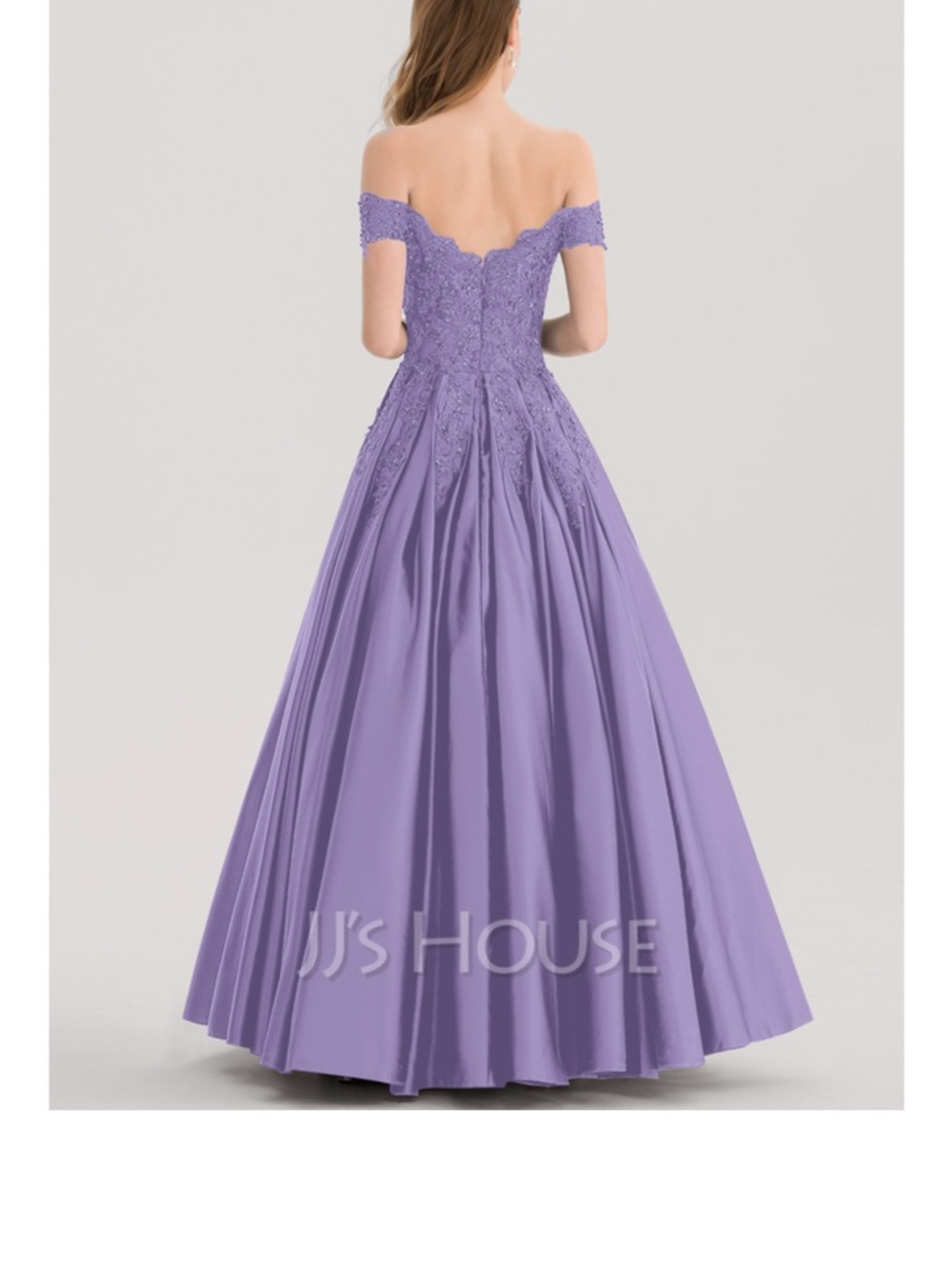 JJs House Lavender Lace Appliqué V-Neck Tulle Ball Gown - Picture 7 of 7